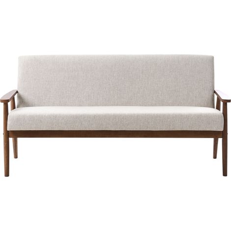 Sofá retro de 3 plazas tapizado de poliéster estructura de madera gris y marrón oscuro Esrum (1/5)