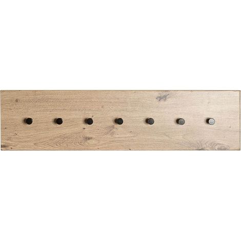 Garderobe murale, Patère murale en bois coloris chêne et métal noir - longueur 80 x profondeur 5 x hauteur 20 cm (1/5)