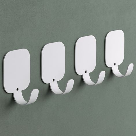 Mai & Mai Kleiderhaken 4 Stück, Garderobenhaken ohne bohren aus Aluminiumlegierung, Wandhaken 40x40mm Weiß Stalo-15