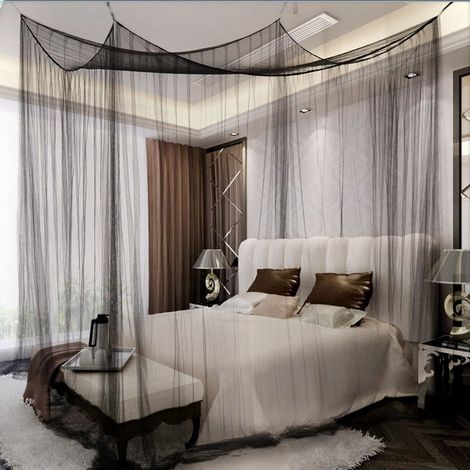 Moustiquaire Pour Lit - Carrée - 4 Points D'Accès - Maille Fine - 190 x 210 x 240 cm - Polyester (1/5)