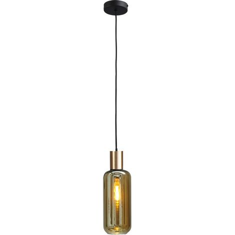 Lampe suspendue noire Bounty or avec verre cylindrique - 2470-05-02-5 (1/3)