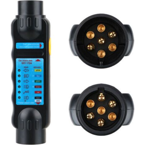 Testeur Remorque 7 Broches, Testeur Prise Remorque 7 Broches, 12V Testeur Feux Remorque Câble Câblage Circuit Outils de Diagnostic, pour Caravan RV Voiture (Testeur Remorque 7 Broches) (1/4)
