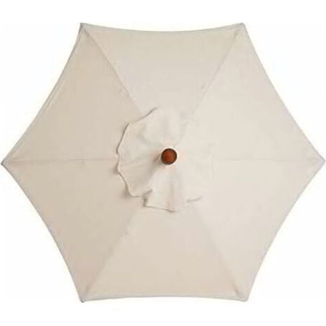 Housse de Rechange pour Parasol à 6 Baleines - 3 m - Imperméable - Anti-Ultraviolet - Blanc