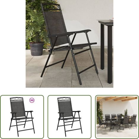 Gartenmöbel - Klappbare Gartenstühle 8 Stk. Graumeliert Stahl und Textilene (1/5)