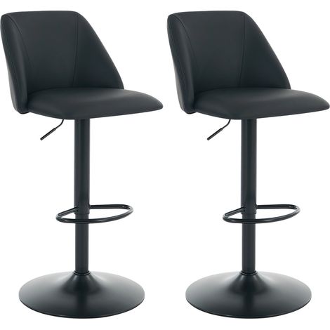 COLAMY Barhocker (2er-Set) – Gepolsterte Barstühle aus Kunstleder mit halbkreisförmiger Rückenlehne, für Esszimmer oder Küche – Schwarz (1/5)