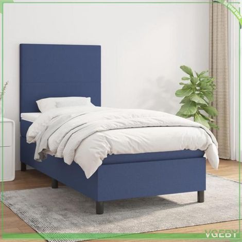 Sommier à lattes de lit - 3141575 - Bleu - 80x200 cm - Matelas 20 cm ressorts ensachés (1/5)