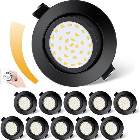 Spot LED Encastrable Dimmable,Extra Plat-25mm Spot Orientable ,Encastré Lampe 6000K Blanc Froid 5W 600LM Equi. 70W Ampoule Halogène IP44 Plafonnier Encastré,pour salle de bain, salon, boite de 10 (1/5)