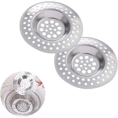 Lot de 2 crépines d'évier en acier inoxydable, crépines anti-obstruction, adaptées aux éviers de cuisine/salle de bain.