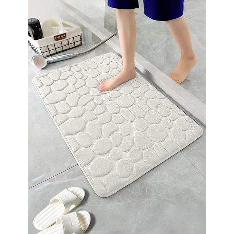 Luxuriöse Badematte aus Korallenvlies, rutschfest, weich, saugfähig, maschinenwaschbar mit PVC-Rückseite, ideal für mehr Sicherheit im Badezimmer, dekorative PVC-Matte, Beige (40 x 60 cm)