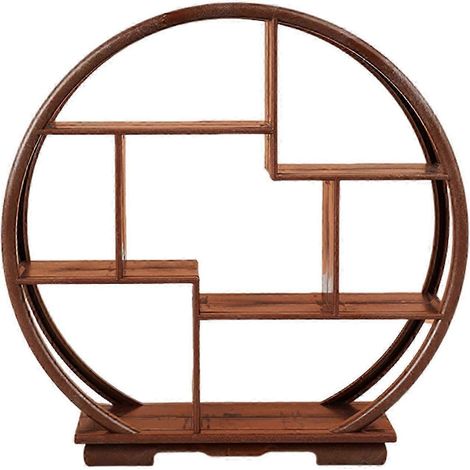 Étagère miniature de style chinois, ronde et décorative, pour maison de poupée à l'échelle 1:12-Ebony (1/5)