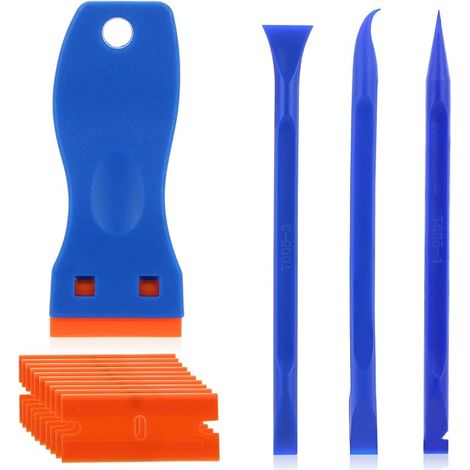 Mini grattoir en plastique avec 10 lames en plastique et 3 bâtonnets de nettoyage de détails à double tête, Kit de raclage plastique multi-usages outil de raclage résistant aux rayures (1/5)