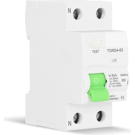 Interruttore differenziale di tipo A 2P 63A, interruttore di protezione contro le correnti di dispersione RCD, interruttore automatico per corrente residua RCCB 63A 30mA - 1 pezzo (1/5)
