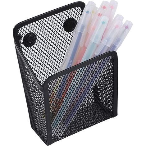 Porte-stylo en maille de style réfrigérateur, aimant puissant, construction métallique durable, organisateur de stylos magnétique en matériaux de haute qualité, convient à la maison et au bureau (lot (1/5)