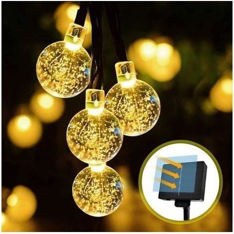 pair Guirlande Solaire Extérieure 6.5M 30LED - Boules(2.3cm) - 8 Modes - IP65 Etanche (1/4)