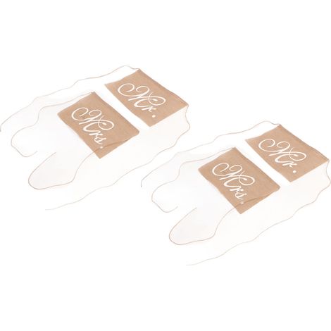Lot de 4 housses de dossier de chaise style rétro, motif Monsieur et Madame, en lin résistant et lavable, pour la maison, les fêtes, les cafés et les bureaux. (1/5)
