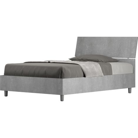 Letto 1 Piazza e Mezzo 120x190 cm Senza Rete Demas Testata Inclinata Cemento (1/5)