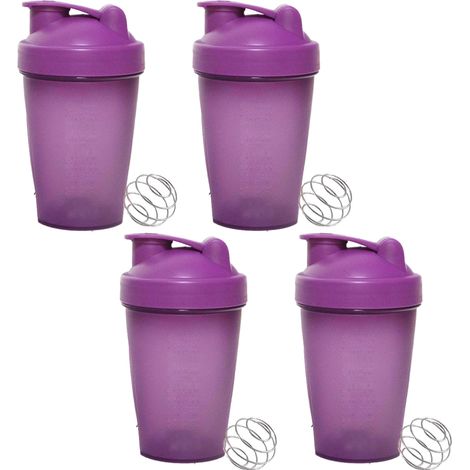 [Lot de 4] Bouteille shaker de 590 ml avec billes de mélange, comprenant un gobelet mélangeur pour préparations protéinées (1/4)