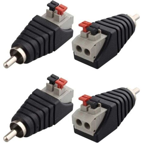 Pack de 4 haut-parleurs phono, RCA mâle et femelle vers connecteur AV 2, femelle, audio vidéo, 5,5 x 2,1 mm