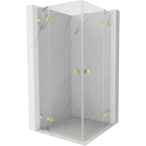 Mexen Lunar Duo paroi de douche pivotante 75 x 75 cm, transparente, or brossé - 834-075L-075P-55-00 (1/5)