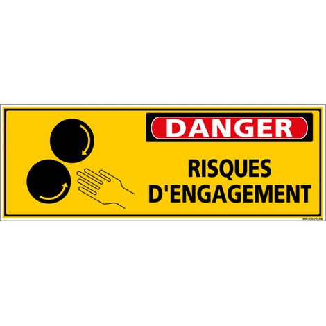 Panneau - DANGER - Risques d'engagement (C1325) - Plastique PVC 1,5 mm - 210 x 75 mm