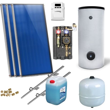 Flachkollektoren Warmwasser Solarpaket 3 Kollektoren Speicher Flachkollektor