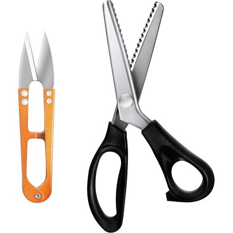 Ciseaux à denteler, Cranteurs de Couture pour Tissu, Ensemble Zigzag, Espacement de 5mm, 23cm, Negru
