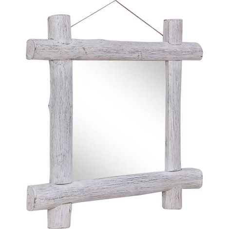 Maison Exclusive - Holzspiegel Weiß 70x70 cm Altholz Massiv (1/5)