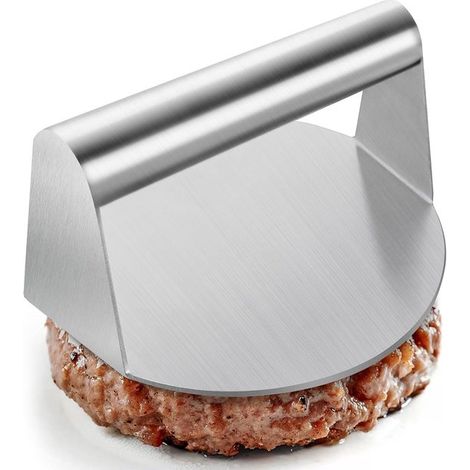 Prensas manuales redondas para hamburguesas, Prensa redonda de acero inoxidable para hamburguesas, Para carne, carne molida, salchichas, tocino (1/5)