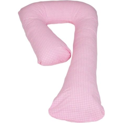 Almohada de maternidad 100% algodón 235 cm rosa con estampado de cuadros rosas (1/2)