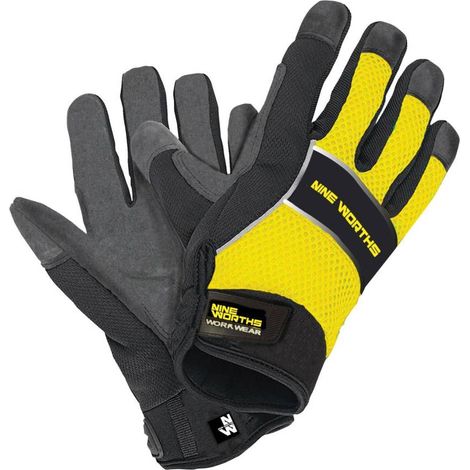 Gants de Travail David - Taille 8 - Jaune Fluo/Noir - Résistant et Confortable - D-Work (1/4)