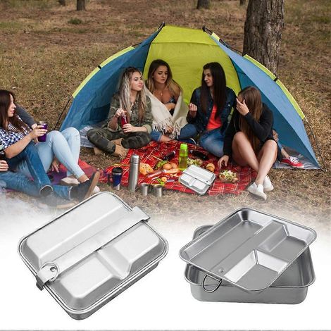 Boîte à lunch portable pour le camping, les repas en plein air, la randonnée et les pique-niques. Contenant alimentaire en aluminium pour barbecue, compatible avec les réchauds de camping et de randon (1/5)