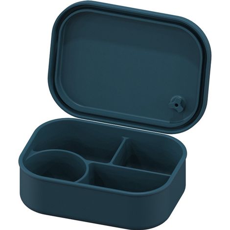 Boîte à lunch en silicone - pour enfants et adultes - Boîte à lunch à quatre compartiments - Boîte à lunch étanche - pour l'école, les pique-niques et les parcs (bleue) (1/5)