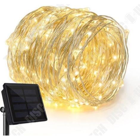 200 LED guirlande lumineuse solaire, 20 m, blanc chaud, étanche, pour jardin et extérieur