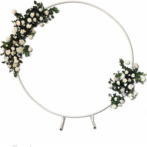 Arche Ronde Metal,Kit D'arches de Ballon Rond en Métal, Kit de Décoration Ronde en Métal,Ronde Ballon Support Kit Arche,Metal Arche pour Décorations Fête Anniversaire Mariage Boucle Style-blanc-1.5M (1/5)
