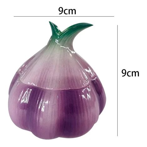 Bocal à ail en céramique violette créative, récipient de rangement de cuisine raffiné, bocal à bonbons et noix (1/5)