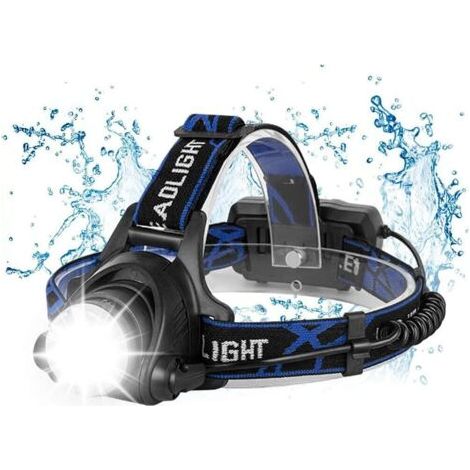Lampe Frontale, Lampe Torche LED Rechargeable, Lampe Frontale 10000LM avec 3 Modes d’Eclairage avec Câble USB 2 Piles 18650 avec Voyant Lumineux pour Camping/Pêche/Escalade (1/5)
