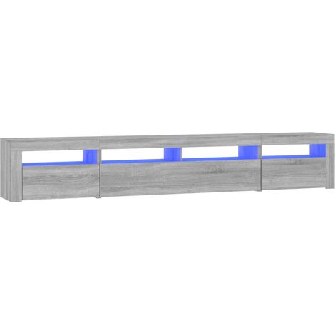 Mueble TV multimedia estantería para televisión buffet para televisión comedor salón dormitorio con luces LED sonoma 240 x 35 x 40 cm gris 020026814