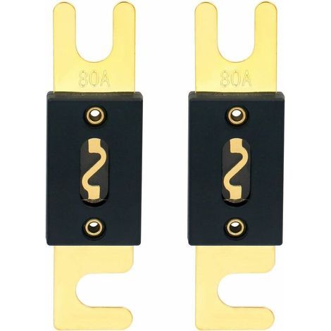 Pack of 2 ANL 80A Fuses for Car Audio Systems - Black and Gold (1/3)