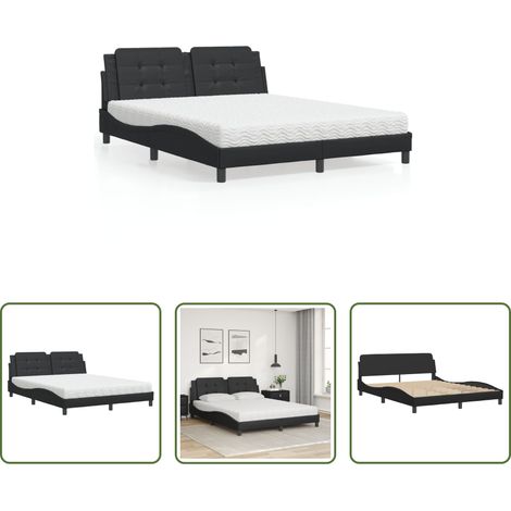 Kunstlederbett - Bett mit Matratze "Zadar" Schwarz 160x200 cm Kunstleder (1/5)