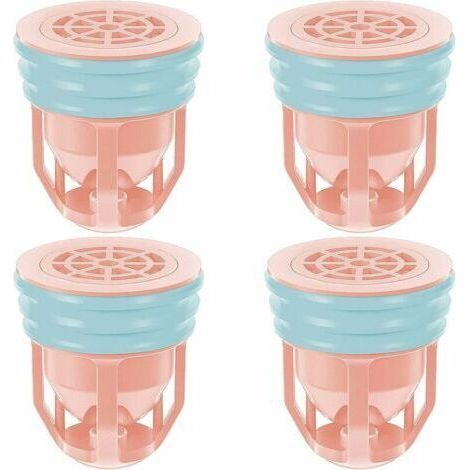 Noyau de Siphon de Sol, Grille Douche Anti Cheveux Siphon,Siphon de Sol PVC, Drain de Plancher avec Passoire Filtre,pour Salle De Bain Jardin,4 PCS,Rose (1/5)
