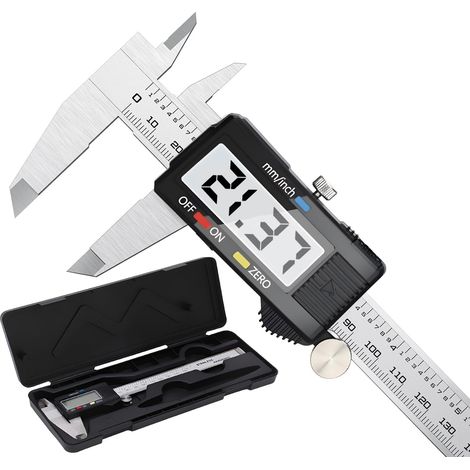 Pied a Coulisse, Pied à Coulisse Digital 150mm Acier Inoxydable Grand Écran LCD Précision Réglable 0.01mm, mm/inch conversion