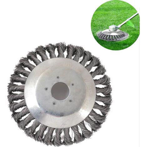 Brosse conique tressée idéale pour éliminer les mauvaises herbes et les plantes sauvages  Brosse de 200 mm de diamètre et 36 tresses (avec motif floral)  Soies en fil d'acier lisse de 0,50 mm d'épaiss (1/5)