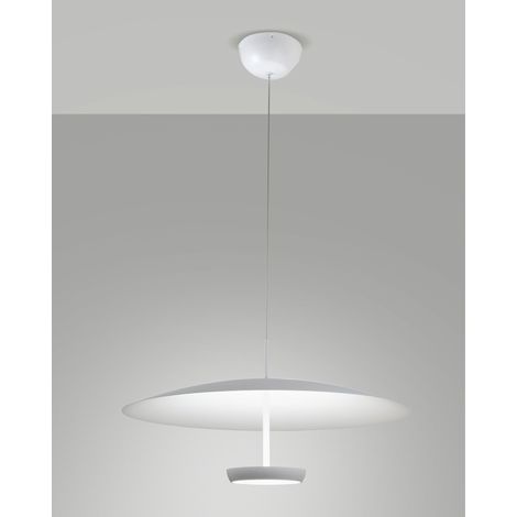 Lampada a Sospensione Yuko LED 40W 3200lm 3000K Dimmerabile a step, Struttura in Metallo e Metacrilato, Bianco - Yuko