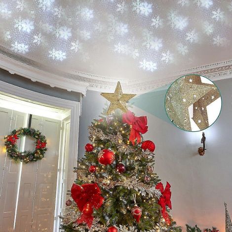 Décoration de sapin de Noël avec projecteur de flocons de neige rotatif à LED (1/4)