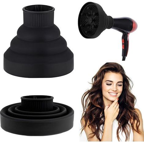 Diffuseur de Cheveux Universel, Embout Diffuseur Bouclant Cheveux Pliable, Portable Convient pour Séchoir, Embout Sèche-Cheveux en Silicone (1/5)