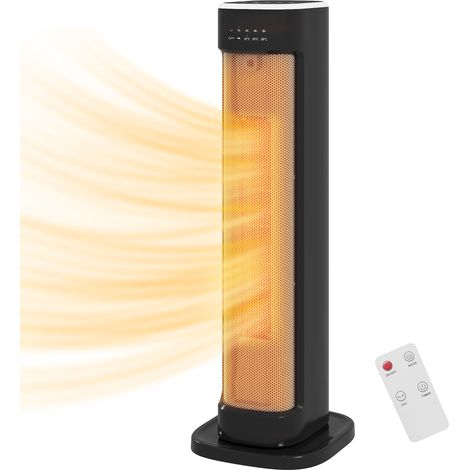 2000W Ceramic Electric Heater  3 Heat Settings, Timer - Black (1/5)