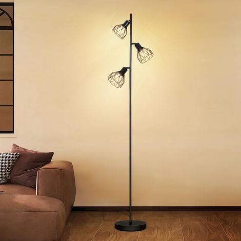 Lampadaire sur Pied LED Industriel E27, Luminaire Intérieur avec Lampe de Lecture Orientable pour Salon Chambre à Coucher Chambre d'Enfant, sans Ampoule (1/5)
