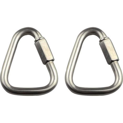 Lot de 10 mousquetons triangulaires à connexion rapide en acier inoxydable pour le camping, la randonnée, les voyages, la pêche et le trekking. (1/5)