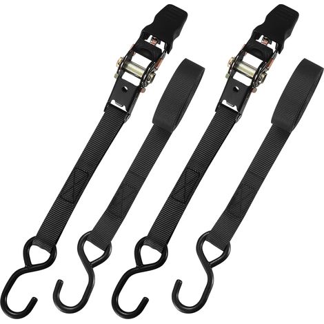 2 Pièces Sangle à Cliquet, Sangle d'Arrimage avec Tendeur à Cliquet, Sangles de Serrage avec Crochets, pour Remorque Auto Caravane Vélo, Matériel de Manutention, Objets Encombrants (1/5)