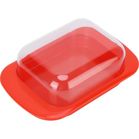 Beurrier rectangulaire large avec couvercle, couteau, petit plateau à fromage portable pour la cuisine (rouge) (1/5)